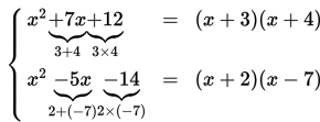 Faktorisasi ax^2 + bx + c dengan a = 1