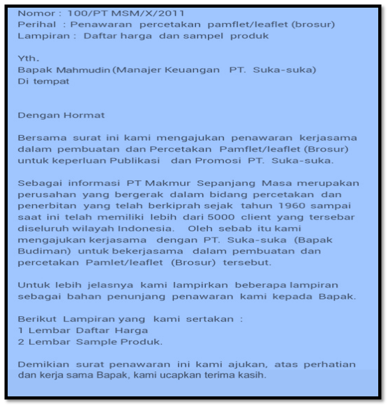 Contoh Soal Jenis Jenis Surat Niaga