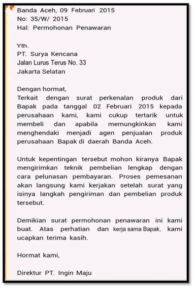 Contoh Soal Jenis Jenis Surat Niaga