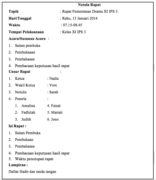 Contoh Soal Mengenal Notula