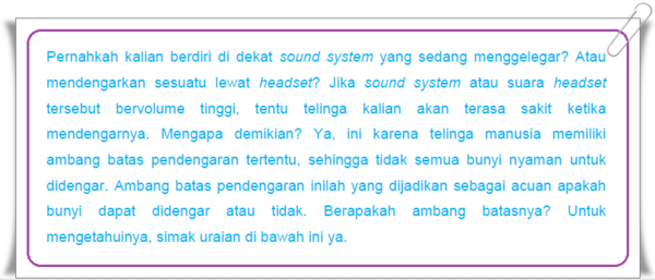 Taraf Intensitas Bunyi - Materi Pendidikan Dasar, SMP, SMA, Soal, Percobaan